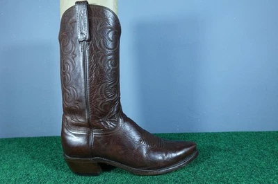 Lucchese 1883 Cowboy Western Boots Brown Leather Snip Toe Mens Size 9 D - Photo 1/4