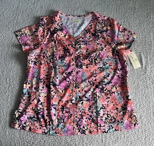 Koi Planet Peeling Top Damen Gr. 2X Blushing Bloom Rosa Blumen Stretch Still - Bild 1 von 11