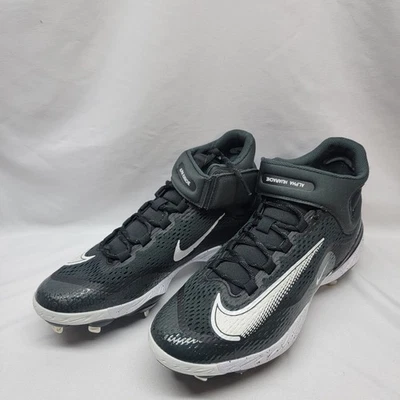 Nike Alpha Huarache Elite 4 Mid Baseball Cleats Men Size 12 #DJ6520-003 Black Wh - Image 1 of 4