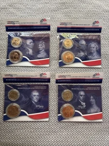 Presidential $1 Coin & First Spouse Set, Adams, Jefferson, Madison, & Washington - Picture 1 of 10