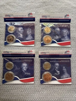 Presidential $1 Coin & First Spouse Set, Adams, Jefferson, Madison, & Washington - Image 1 of 4