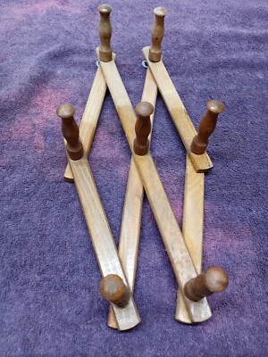 DE COLECCIÓN ACORDEÓN DE MADERA PLEGABLE ESTANTE SOMBRERO ABRIGO TAZAS MISC. Foto 1 de 4