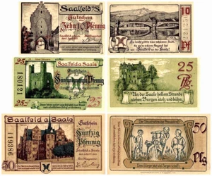 ¡JUEGO COMPLETO DE DINERO DE EMERGENCIA SAALFELD 1922! MAN EXPRIMIDO 4 IMPUESTOS (¡NOTA CALIENTE! - $5+ SOLO) - Imagen 1 de 1