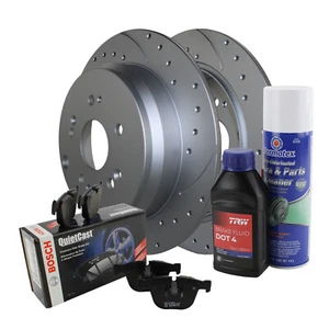 Rear Brake Kit 305mm Drilled Rotors Bosch Ceramic Pads For Acura RDX Honda CR-V - Picture 1 of 8