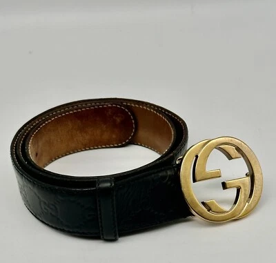 GUCCI 114376 leder Gürtel 105  Leder Schwarz - Bild 1 von 4