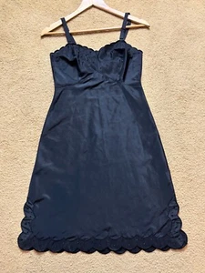 Vintage 50s Ariel Barbizon Tafredda Slip Dress Rockabilly Black Scallop Pinup S - Picture 1 of 6