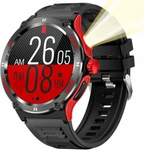 Smartwatch LED Flashlight Fitness Sports Tracker Watch 3ATM Waterproof Men Women - Picture 1 of 8