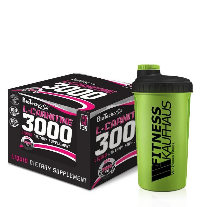 (55,80 EUR/l) Biotech USA L-Carnitine 3000- 20x25ml Ampullen Creatin + Shaker - Bild 1 von 1