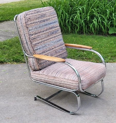 Lloyds Art Deco Chrome Springer Lounge Chair Kem Weber Machine Age 1930's Cover