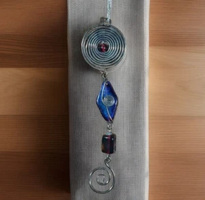 Handmade BOHO TREE ORNAMENT Gemstone Glass Beaded Wire Wrapped Christmas Tassel - Picture 1 of 5