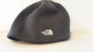 The North Face Skull Beanie Hat Gray Acrylic Knit Fleece Lined Made in Canada - Picture 1 of 8