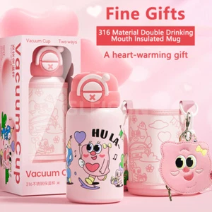 316 Kids Thermos Water Bottle Double Drink Thermal Mug Vacuum Cartoon Cup Set - Picture 1 of 27