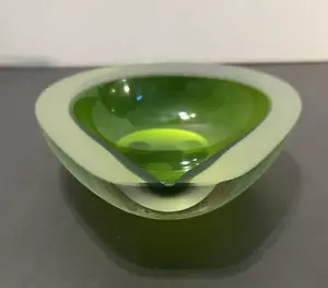 Grüne Fratelli Toso Satin Crackle Finish Geode Schale/Aschenbecher wunderschön! - Bild 1 von 15