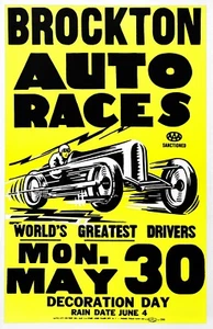 1949 Brockton Massachusetts Speedway Auto Races Small Space Poster Art Print - Picture 1 of 1