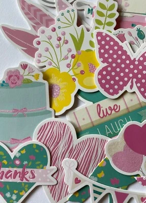 GARDEN PARTY Die-Cuts(24pc)Papperix •Birthday•Celebration•Cake•Smile•Glitter•Tag - Image 1 of 4