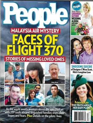 People Magazine Malaysia Flight Tragedy Savannah Guthrie Wedding L'Wren Scott . - Image 1 of 4