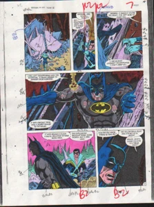 BATMAN YEAR 3 #437 ORIGINAL HAND COLORED GUIDE PRODUCTION ART PG 5 - Bild 1 von 1
