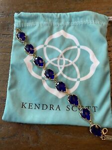 Kendra Scott Vintage Blue Glass Brynn Bracelet in Gold