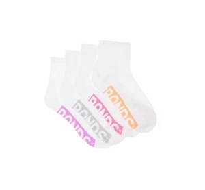 4 Pairs X Bonds Kids Logo Light Cushioned Quarter Crew White Multi Socks - Picture 1 of 3