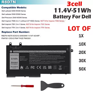 🧡LOT 30X R8D7N Battery For Dell Precision 3540 Latitude 5400 1V1XF 4GVMP 51Wh - Picture 1 of 18