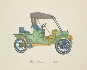 Reo Roadster 1910 Lithographie Clarence P. Hornung Antik Auto Vintage - Bild 1 von 1