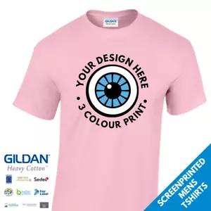 Lotto all'ingrosso T-shirt serigrafate da uomo design 3 colori Gildan cotone pesante - Foto 1 di 32