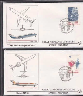 ANDORRA (SP) 1988 2 FDCs EUROPA TRANSPORTATION & COMMUNICATION + ARTCRAFT CACHET - Image 1 of 2