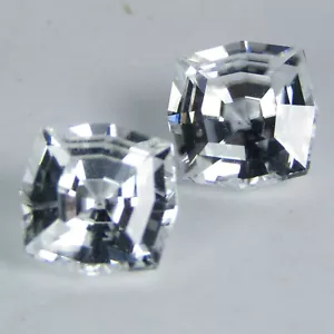 5.44Cts Sparkling Natural Unheated White Zircon Round 7.5mm Earring Set - Picture 1 of 4
