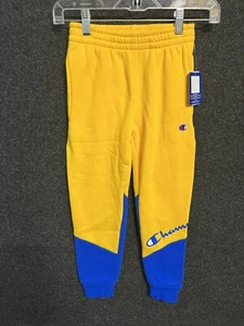 Champion Youth Boys Sweatpants Yellow Gold/Bozetto Blue Size 7 NEW with Tags - Picture 1 of 11