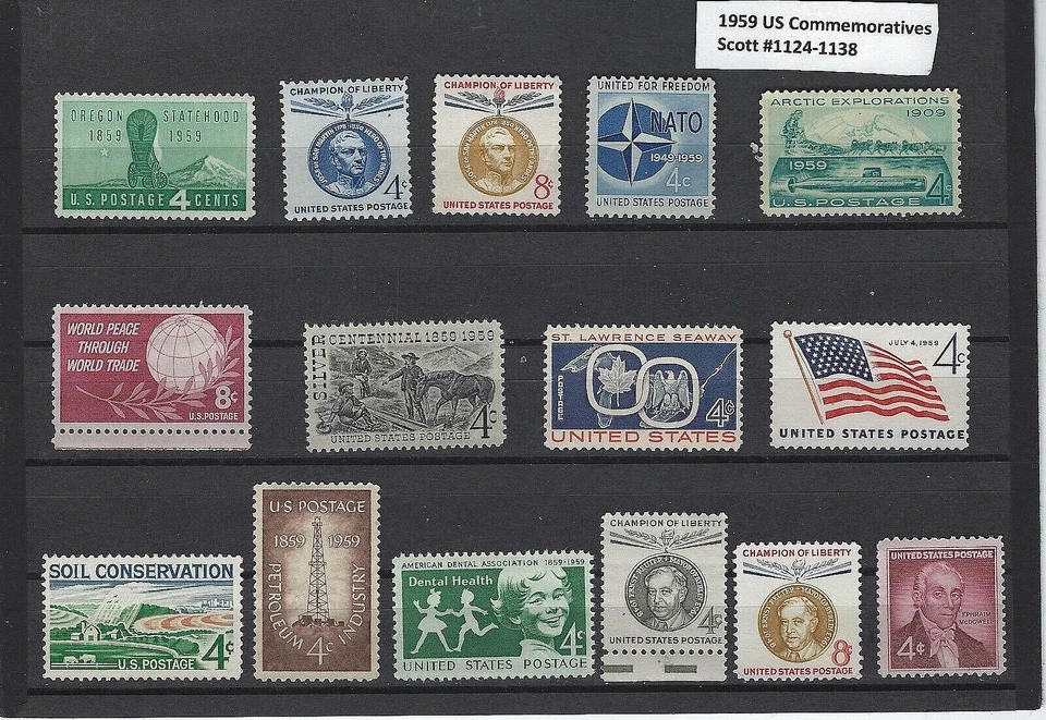 1959 Full Year Set of US Commemorative Stamps SC# 1124-1138 MINT NH - Image 1 of 2