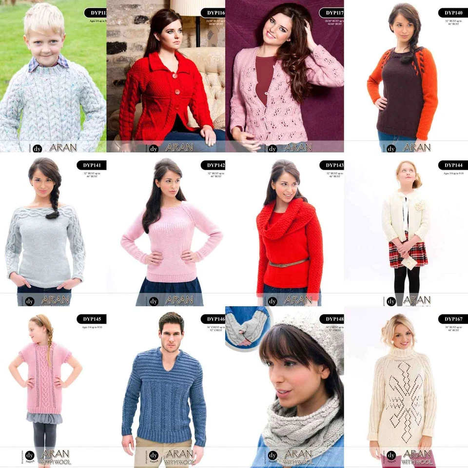 DY CHOICE ARAN WITH WOOL SINGLE KNITTING PATTERNS - VARIOUS - Image 1 of 1