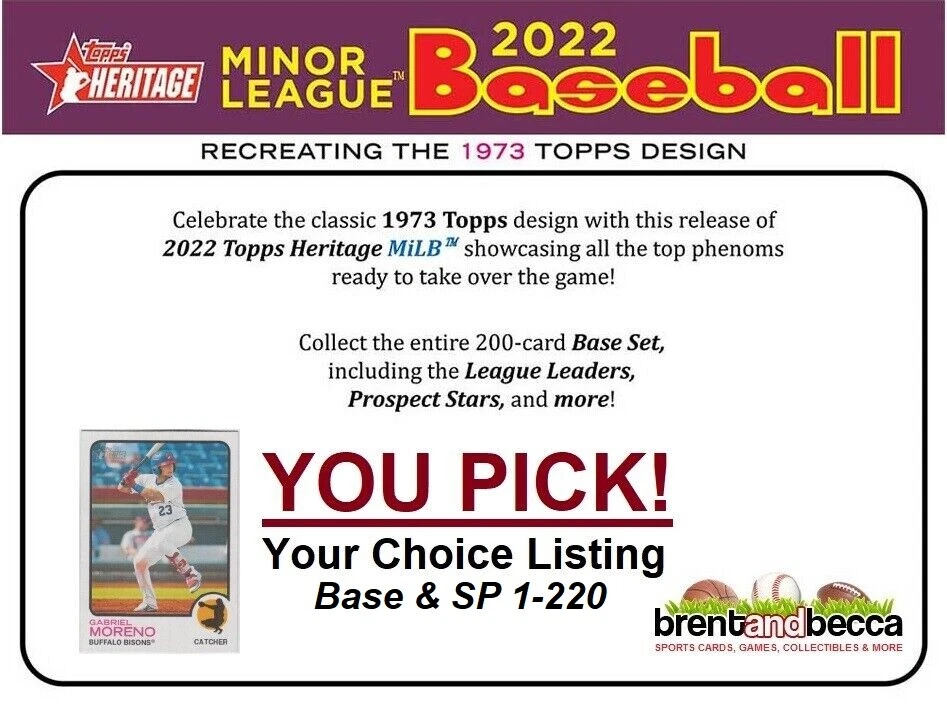 2022 Topps Heritage Minor League Base + SP's 1-220 ~ YOU PICK, Complete Your Set - Image 1 of 1