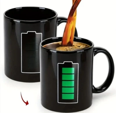 Taza de café Level Up - Taza térmica de aluminio de arcilla con batería de vida con lector + mango Foto 1 de 2