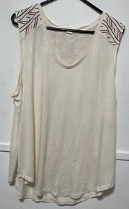 SAN FRANCISCO CLOTHING Womens Top Sz M Beige Embroidered Sleeveless Tank Boho - Picture 1 of 9