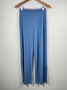 Zara Damen High Waist Hose Blau Fließende Schlitze Pull On Größe M - Bild 1 von 10