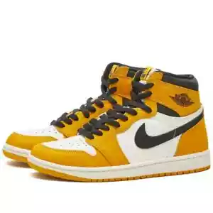 Air Jordan 1 Retro Hi OG RMSTD Giallo Taglia UK 6 7 8 9 10 11 12 US Vendita Limitata - Foto 1 di 5