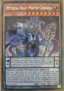 YuGiOh Mythical Beast Master Cerberus Secret Rare 1st Edition EXFO-EN027 - Bild 1 von 1