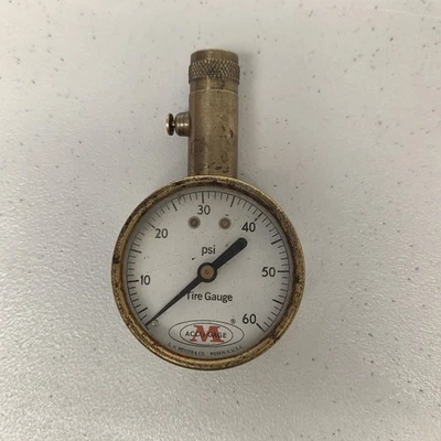 Vintage Meiser Accu-Gage Tire Gauge Up to 60 PSI Pressure - TESTED & WORKS - Image 1 of 4
