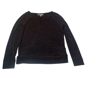NEW Jennifer Lopez Orange Sparkle Black Keyhole Blouse Long Sleeve Party Black S - Picture 1 of 8