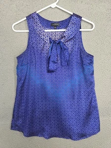 Blaue Satin-Bluse mit Bindekragen Small ärmelloses Oberteil The Limited elegantes Tanktop - Bild 1 von 8