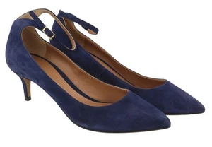 EMPORIO ARMANI Women Heels EU37 Blue Suede Leather Pointed Toe Buckle Closure - Picture 1 of 11