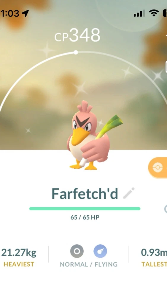 Shiny Farfetch’d Pokemon Gen1 Go Japan Regional Pokémon Same/30 Day Kanto - Image 1 of 1