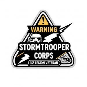 Stormtrooper Corps Veteran - Calcomanía Star Wars - Calcomanía SERVICIO PREVIO 4" - Imagen 1 de 2