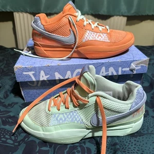 Nike Ja Morant ‘mismatched’ orange and green basketball shoes trainers 1 ones - Picture 1 of 8