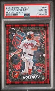 Topps Holiday Jackson Holliday #H50 Holiday Plaid 2024 RC PSA 10 POP 5 - Imagen 1 de 2