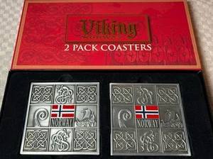 2 - VIKING NORWAY Metal Coasters BRAND NEW IN BOX - Picture 1 of 6