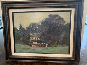 Ölgemälde von Lennone "Landschaftsszene mit Mädchen" aus Dorfkunstschau 2002 - Bild 1 von 8