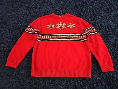Roundtree & York NAVIDAD INVIERNO ESQUÍ Copo de Nieve ROJO ALGODÓN Suéter PARA HOMBRES GRANDE Foto 1 de 4