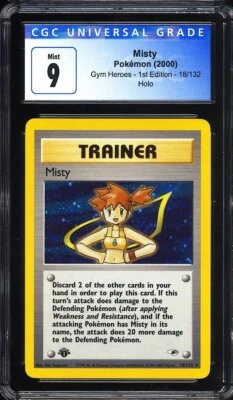 2000 Misty Pokemon Gym Heroes: 1st Edition 18/132 Holo CGC 9 - Image 1 of 2