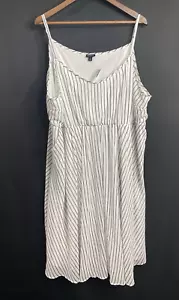 Abito donna Torrid midi chiffon plissettato taglia 4 bianco a righe ballerina babydoll - Foto 1 di 8